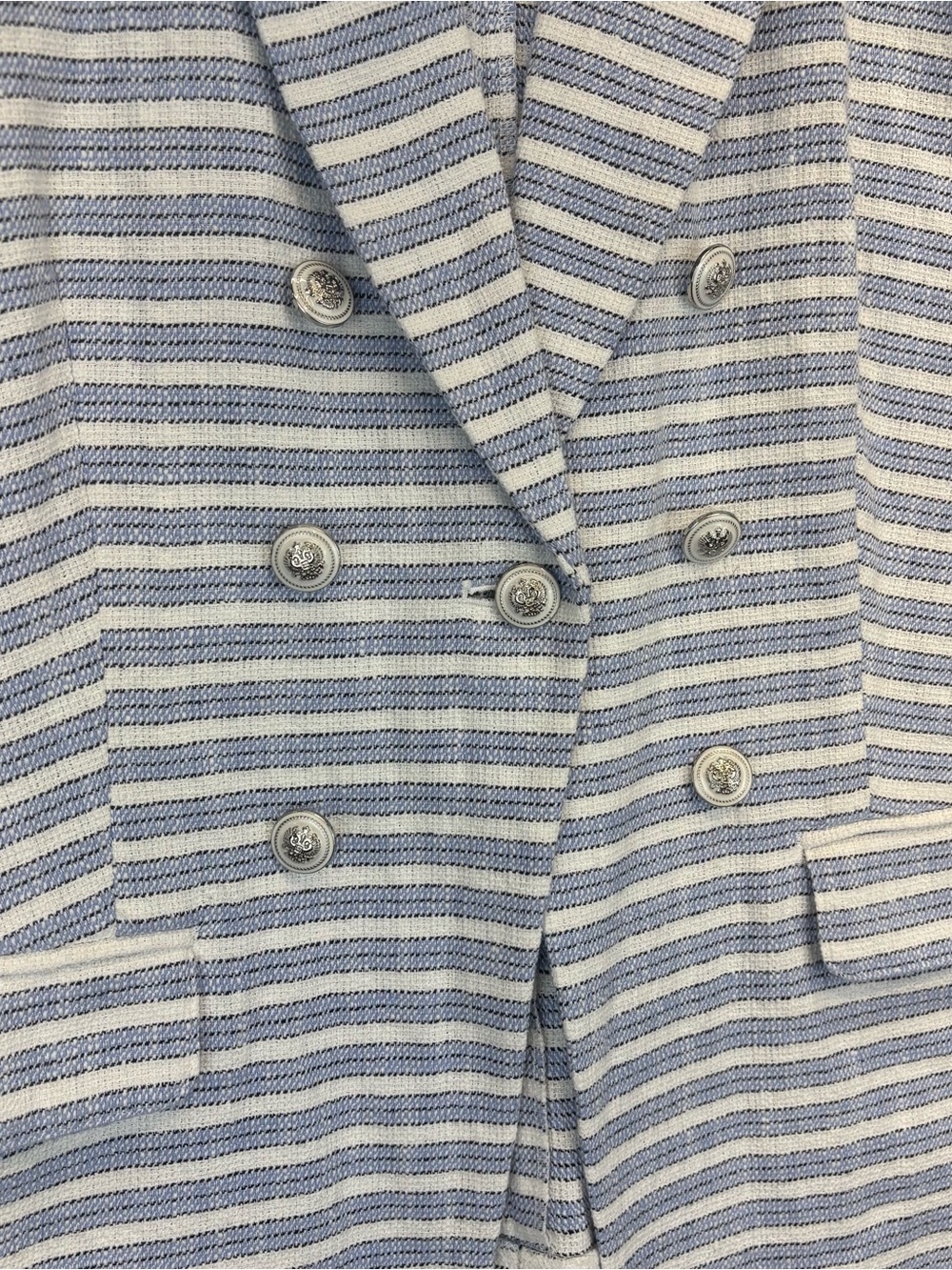 J Jill Plus Size L Spectator Blazer Blue White Striped Jacket Coastal Nautical - Picture 4 of 11